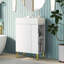 Armoire de salle de bain de 21,6 po avec lavabo en céramique, étagère à droite, porte à fermeture en douceur, meuble-lavabo moderne blanc et option de rangement-1169883743