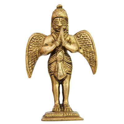 Handcrafted 3-Inch Brass Garuda Figurine | Small Indian Artisan Statue for Mantel or Bookshelf Decor