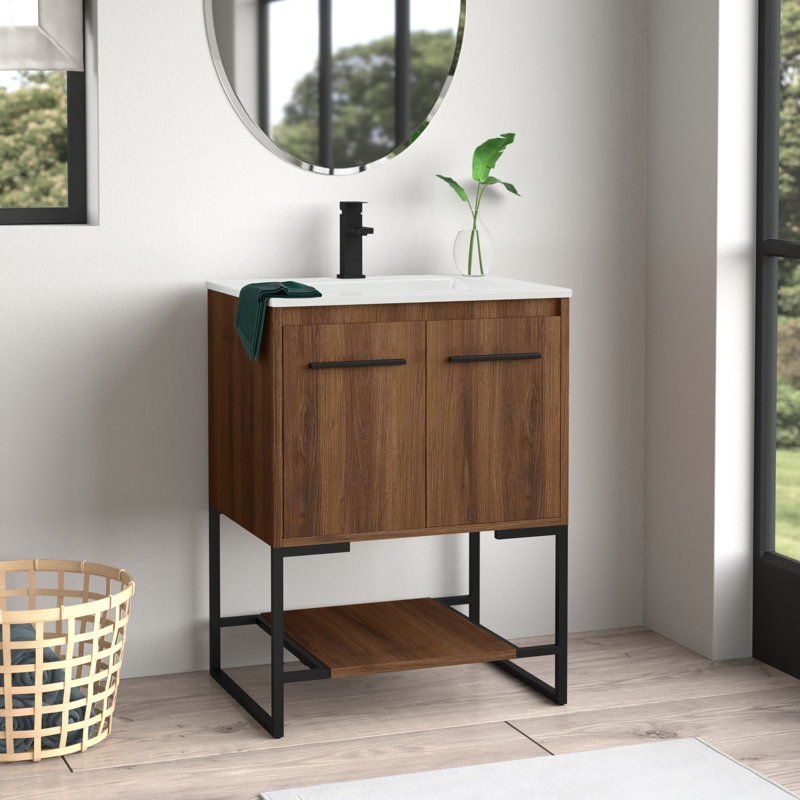 Ensemble de meuble-lavabo simple 24 po Gerard, Noyer brun