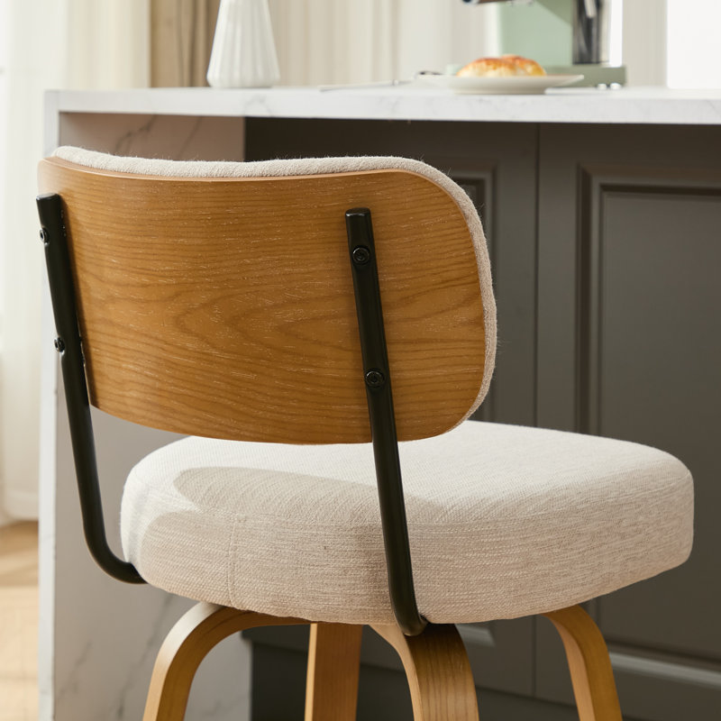 Tabouret de comptoir pivotant 26 po avec structure en bois au fini chêne, 4, Tabouret de bar (siège d'une hauteur de 30 po)