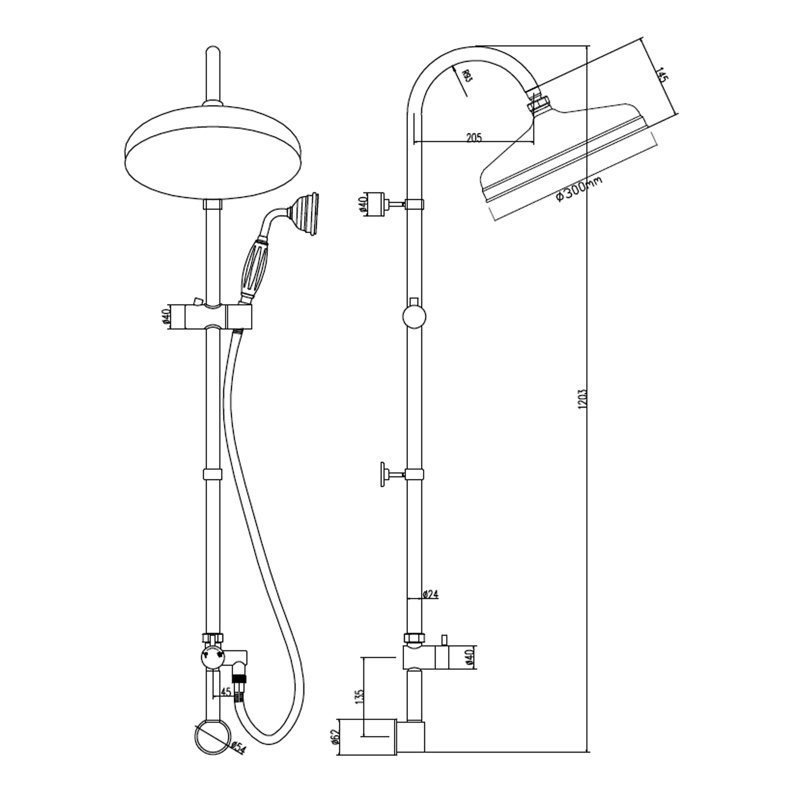 Dual Shower Head with No
