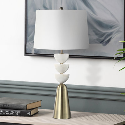 Ayvianna 90.5cm Table Lamp with Ceramic Base for Bedroom Furniture, Bedside Buffet Lamp with Linen Shade