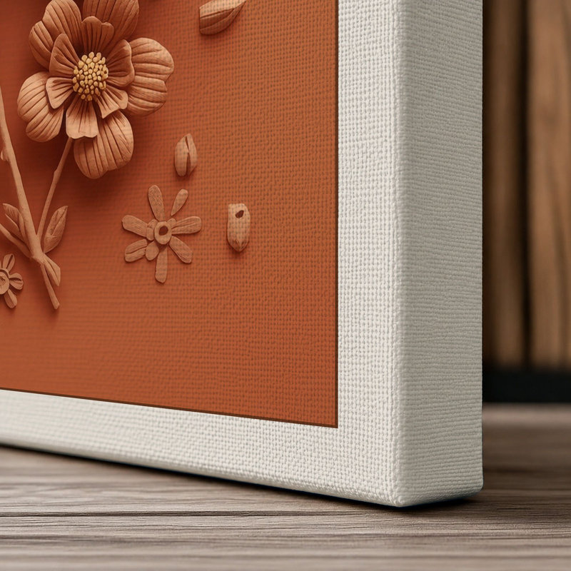 Terracotta Blooms Botanical - Wrapped Canvas, 36x24 - 91.4 x 61.0 cm, Cream Border