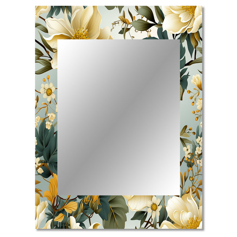 Motif de pivoines Derwood Botanical Bliss Boho - miroir décoratif floral, miroir mural de chalet, impression d'art en métal