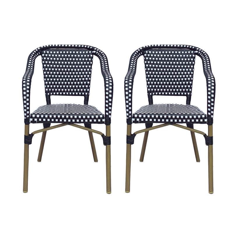 Ensemble de 2 chaises bistro d'extérieur Paniz, Noir / blanc