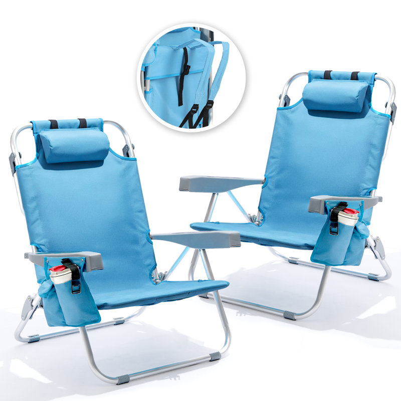 Chaise de plage en aluminium, Bleu, 2