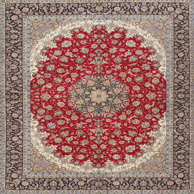 Tapis rouge/beige/gris traditionnel Malpha