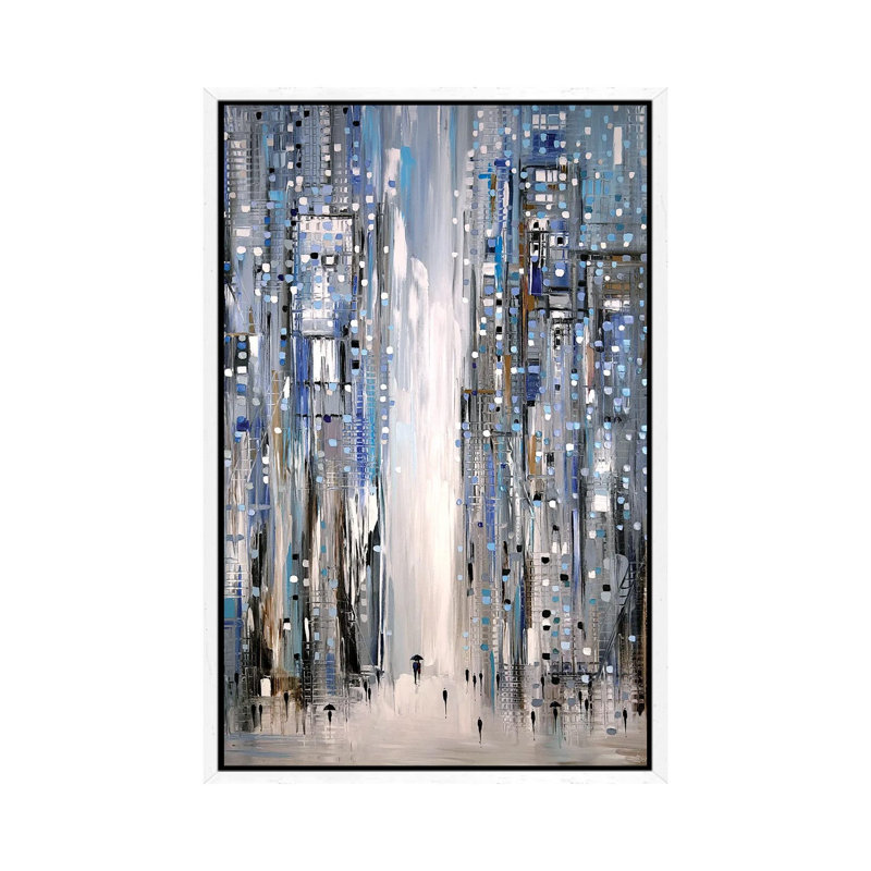 Together Under One Umbrella by Ekaterina Ermilkina - Painting on Canvas, 66.04 cm H x 45.72 cm W, White Framed