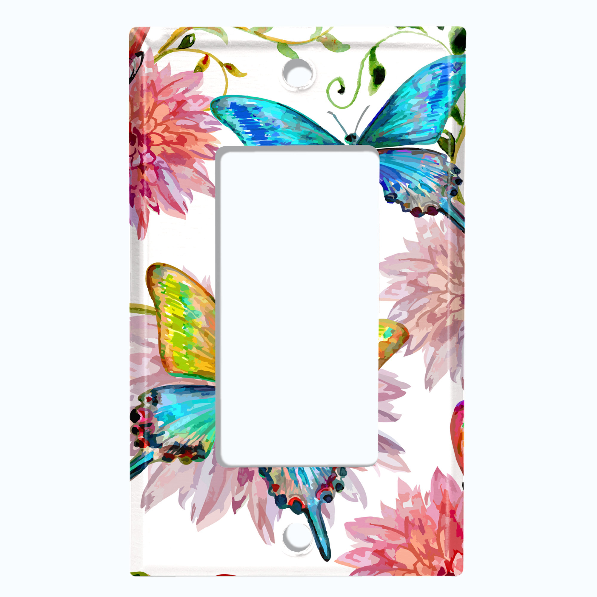 WorldAcc Metal Light Switch Plate Outlet Cover (Colourful Butterflies ...
