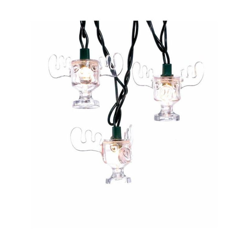 Kurt Adler 11ft Clear Moose Mug Christmas String Lights