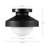 1-Light Matte Black Flush Mount Ceiling Light with Frosted Glass Shade and Bronze Trim