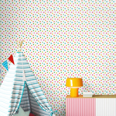 Hoopla Walls Dotty Juicy Fruit 10m Wallpaper
