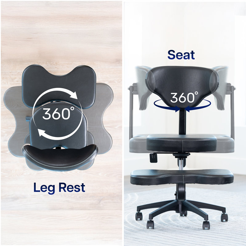 VIVO Black Cross Legged Chair with Wheels
