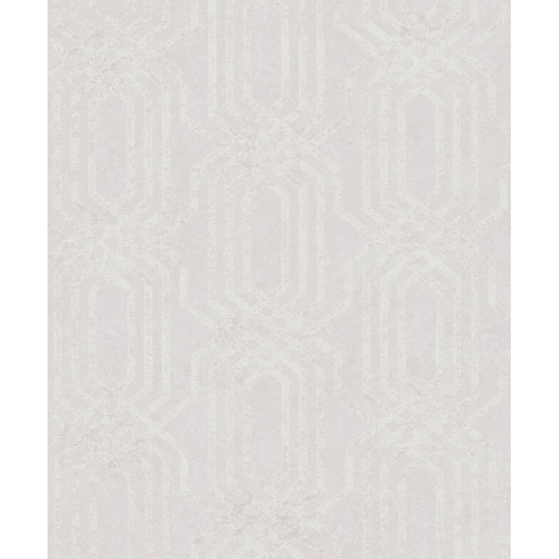 Binyameen Embossed Geometric Glitter Trellis Design 10.05 m x 53 cm Wallpaper Roll, Pink/White