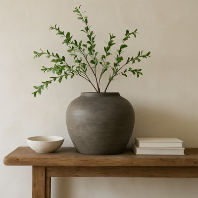  Charcoal/Gray Indoor / Outdoor Earthenware Table Vase