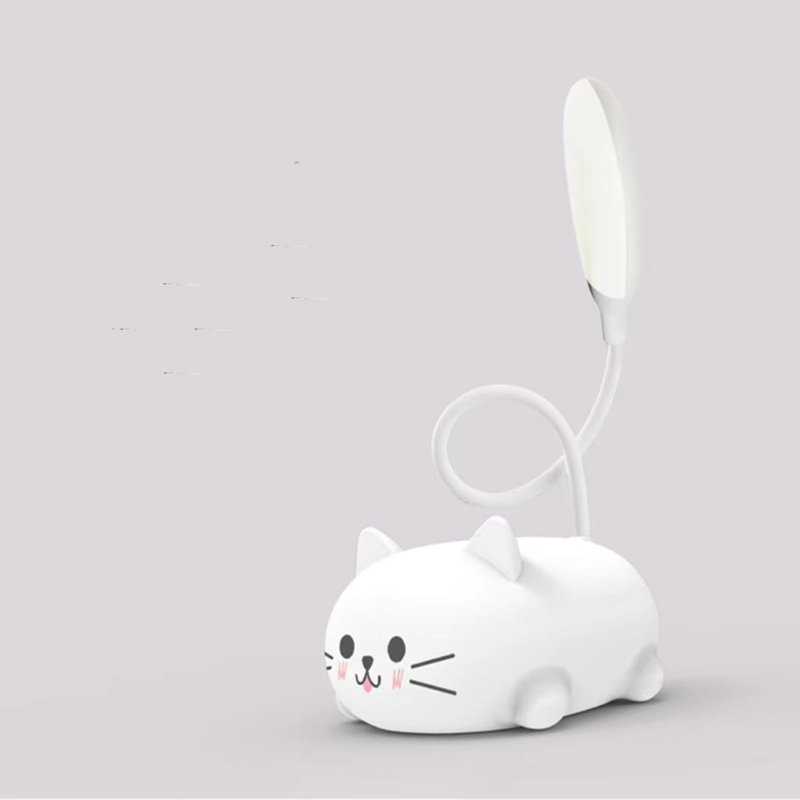 Lampe de bureau DEL en forme de chat avec veilleuse, lumière de table rechargeable USB avec protection des yeux, lueur blanc chaud, lampe de lecture réglable pour chambre d'enfant, chambre de bébé et dortoir