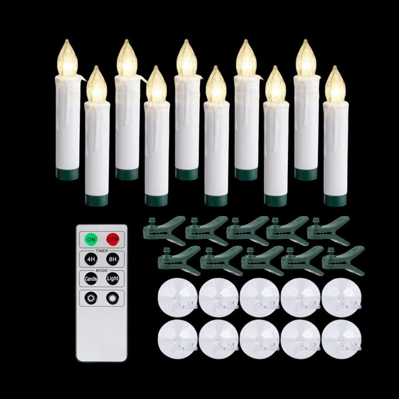 20 Clip-On LED Flickering Mini Drip Candle W/ Remote Control, 10