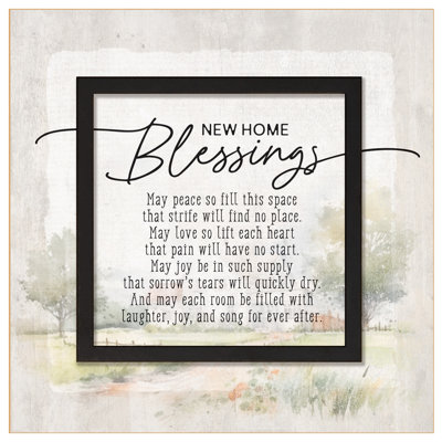 New Home Blessings Wood Plaque - 6" x 6 1/8"