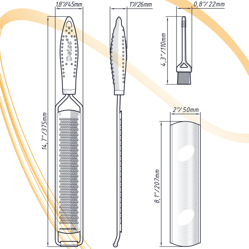 Deiss Pro Lemon Zester & Heavy Duty Cheese Grater, Vegetable Grater with Wide, Stainless Steel Blade