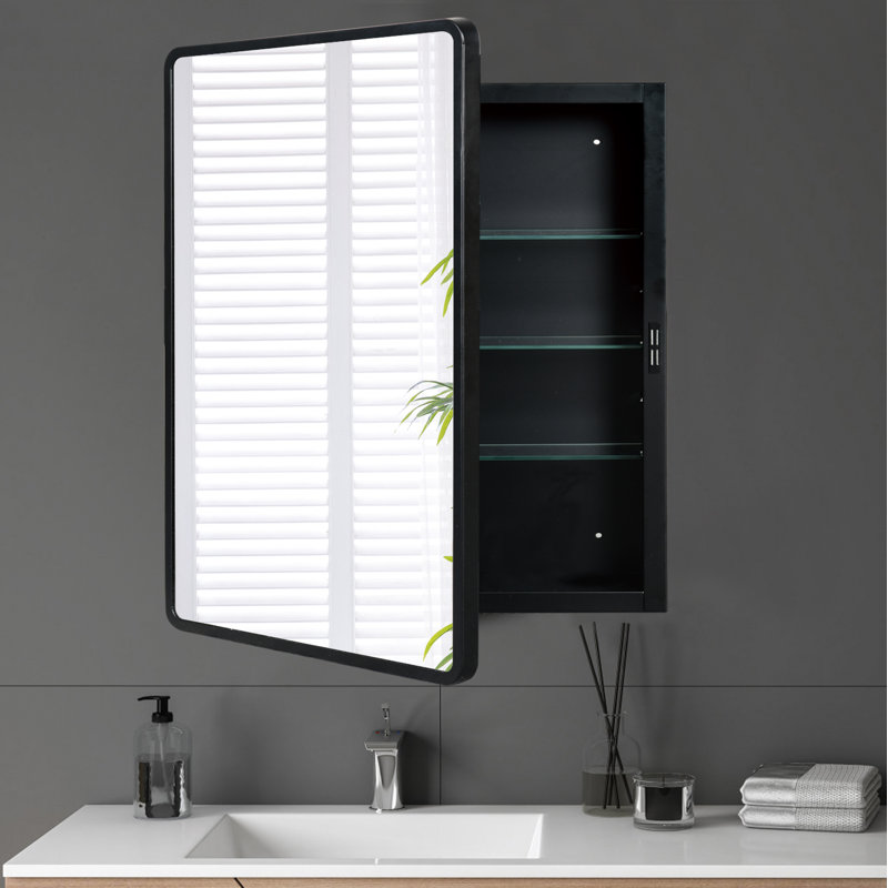 Armoire à pharmacie à miroir Beselare, H 30 po x l 24 po x P 5,12 po