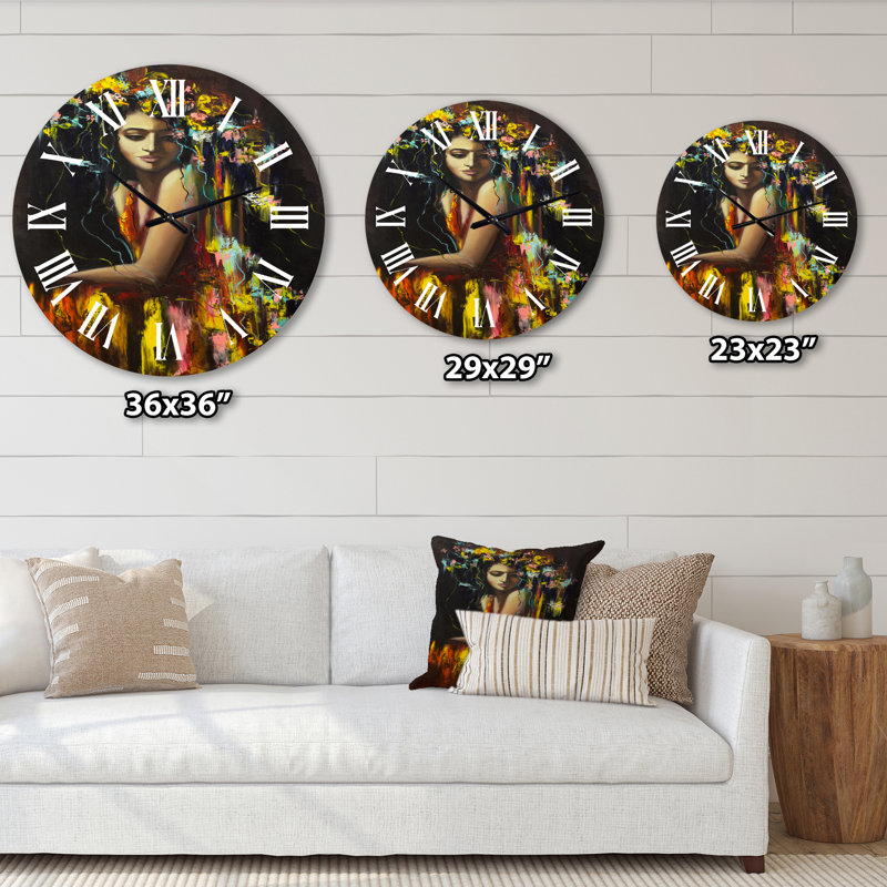 Portrait moderne d'une jeune femme - horloge murale moderne, Grand
