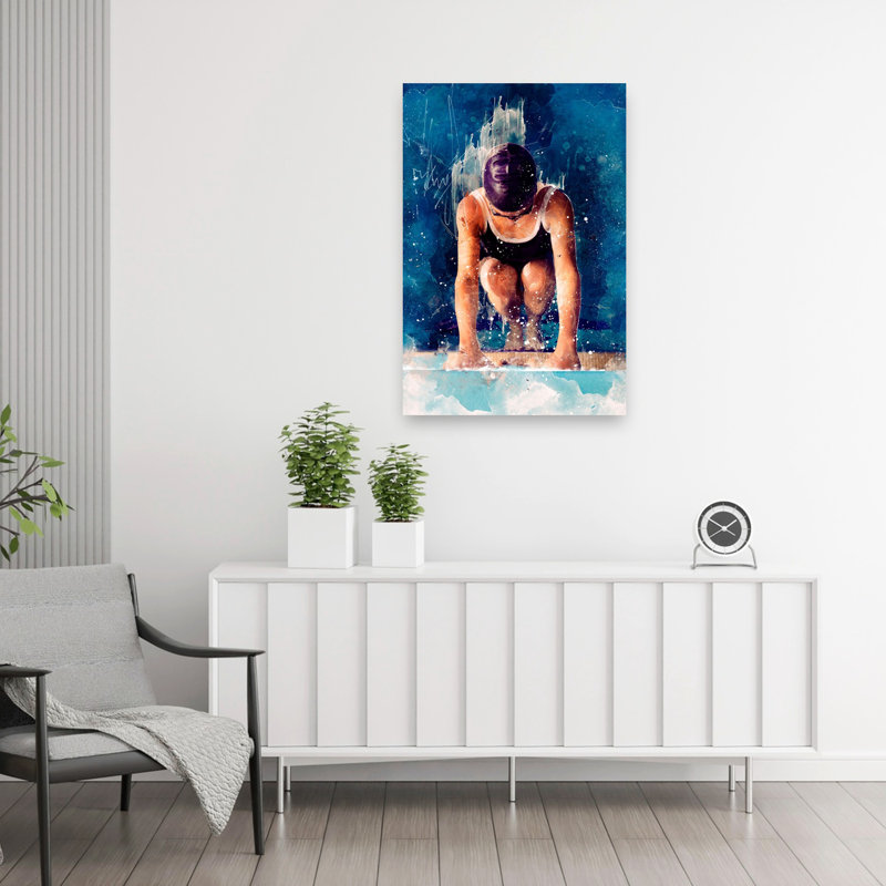 Art mural dauphin contemporain, H 36 po x l 24 po
