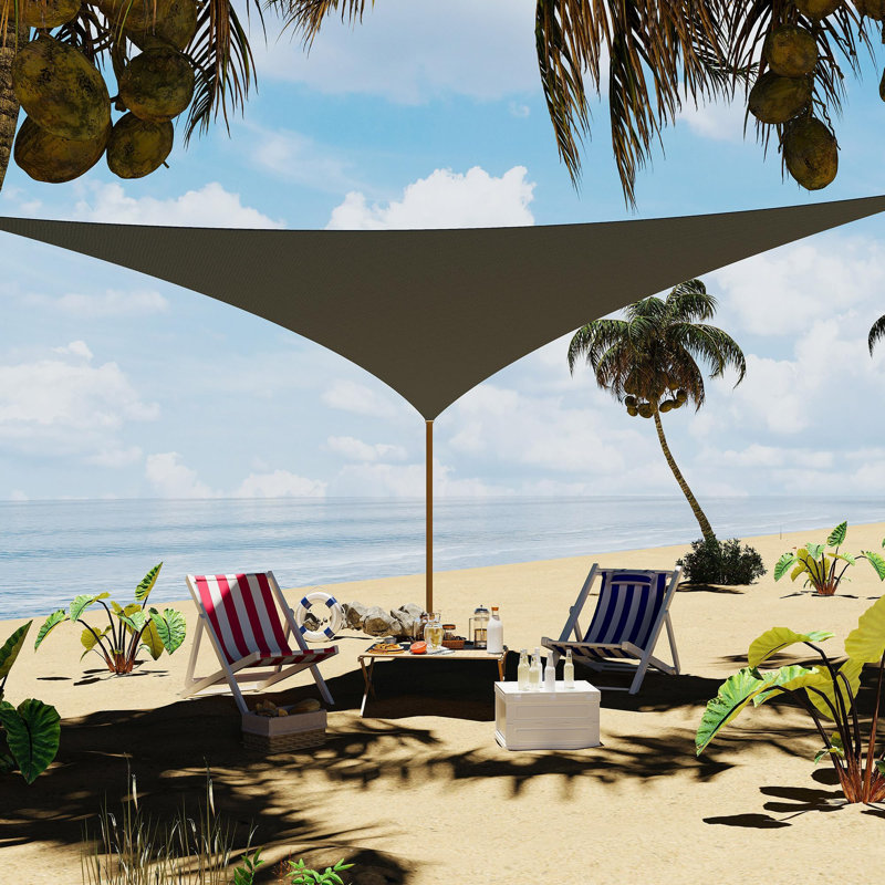 UV Block Outdoor Triangle Sun Shade Sail Canopy – Breathable Heavy Duty Patio & Garden Shade – Easy Installation, Durable Material – 16x16x16FT, Deep Gray
