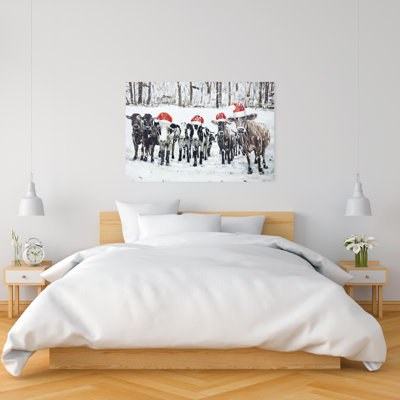 Curious Christmas Cows - Toile brune, art de la décoration intérieure