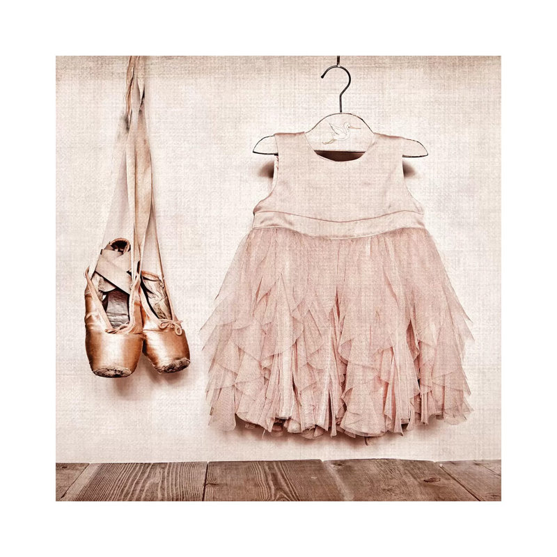Baby Girl Dress And Ballet Slippers - Print on Canvas, 45.72 cm H x 45.72 cm W x 1.91 cm D, Wrapped Canvas