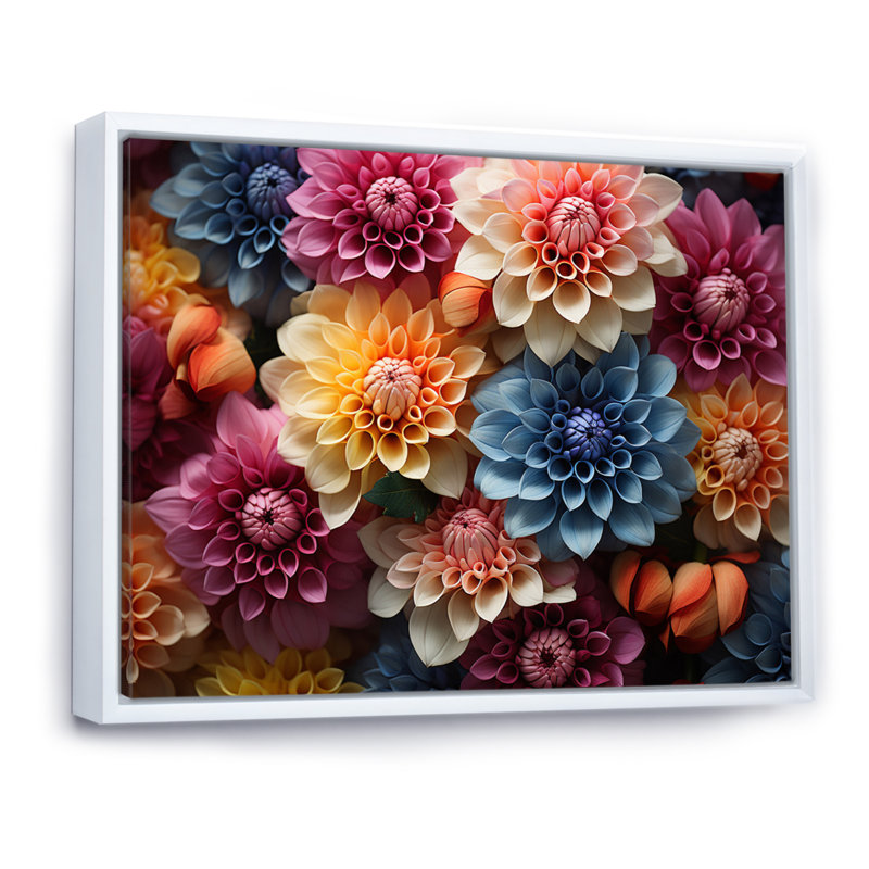 " Mums Field Vibrant ", White Floater Framed, 24" H x 32" W