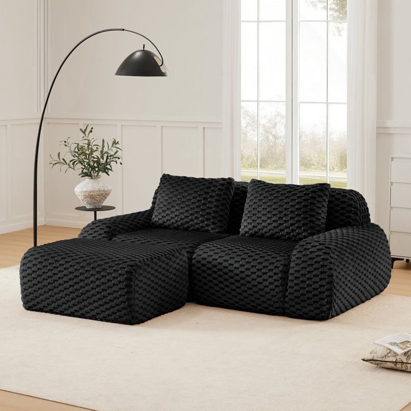 Canapé modulaire moderne en L pour salon, H 33,1 po x l 81,9 po x P 41,3 po, Noir