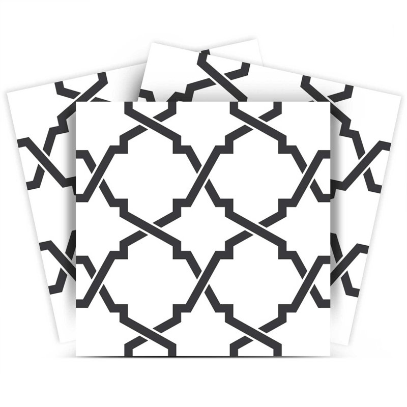 Carreaux amovibles noirs et blancs 12 po x 12 po Prism, Silver/White