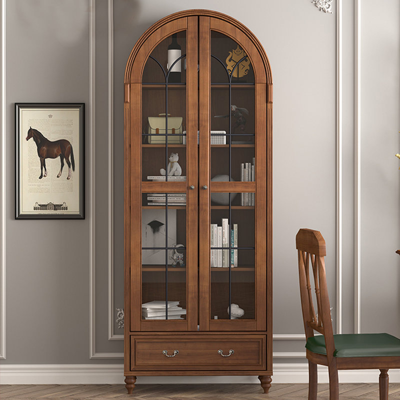 Vitrines en bois massif noisette + verre, H 82,68 po x l 39,37 po x P 15,75 po