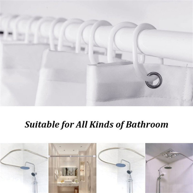 Polyester Fabric Machine Washable Waterproof Shower Curtain Liner With Hooks, White, Ivory Beige