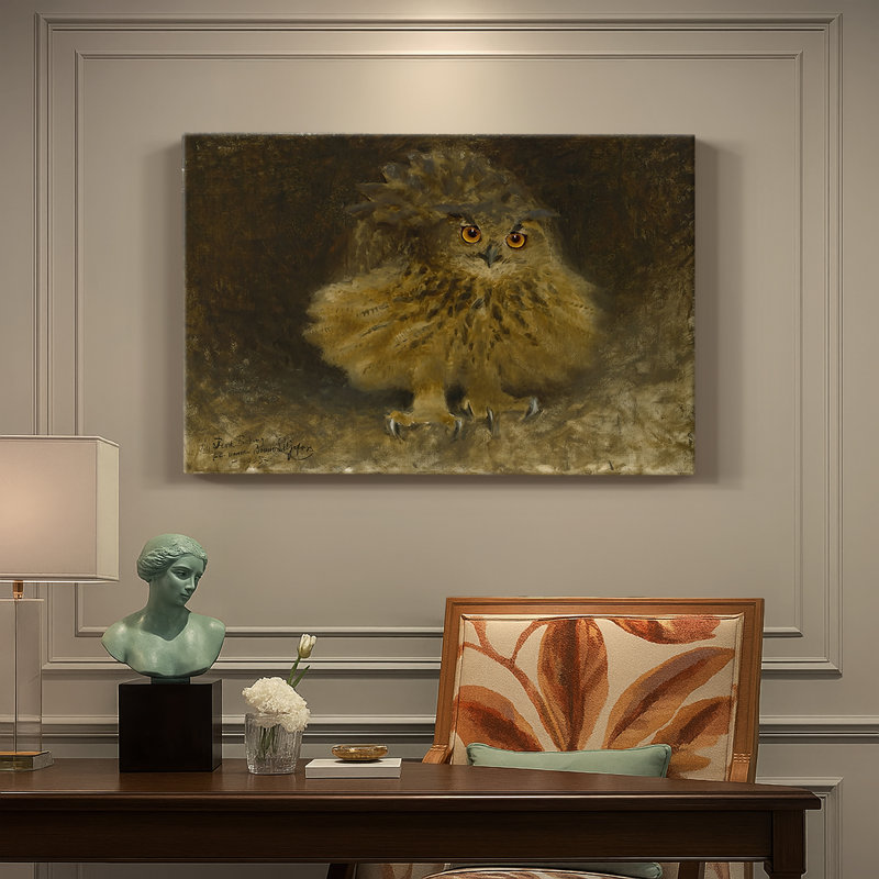 Eagle Owl (Berguv)-Bruno Liljefors-Gallery Wrapped Canvas-1895, 18 x 27