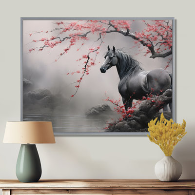 Art asiatique, cheval gris I - art mural cheval