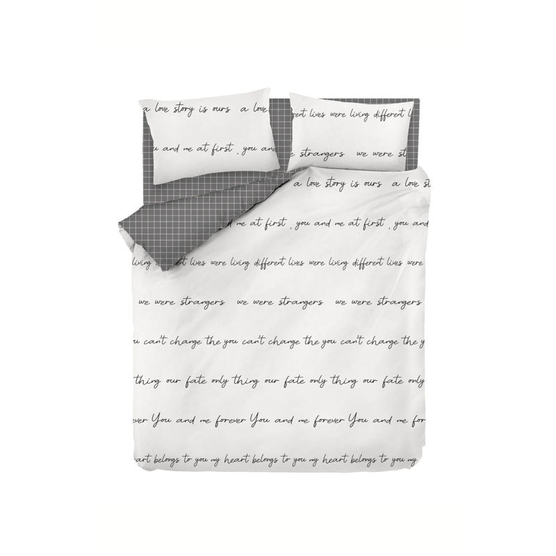 Ensemble de housse de couette 100% coton Butz crème / gris, Housse de couette 102 po x 94 po + 2 taies d'oreil