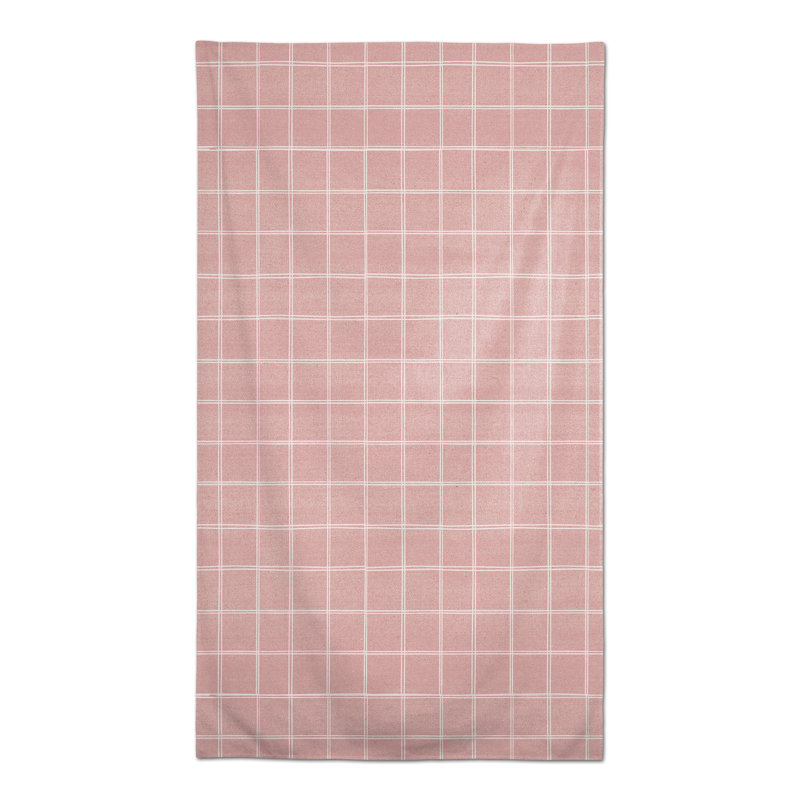 Rectangular Plaid Polyester Tablecloth, Pink