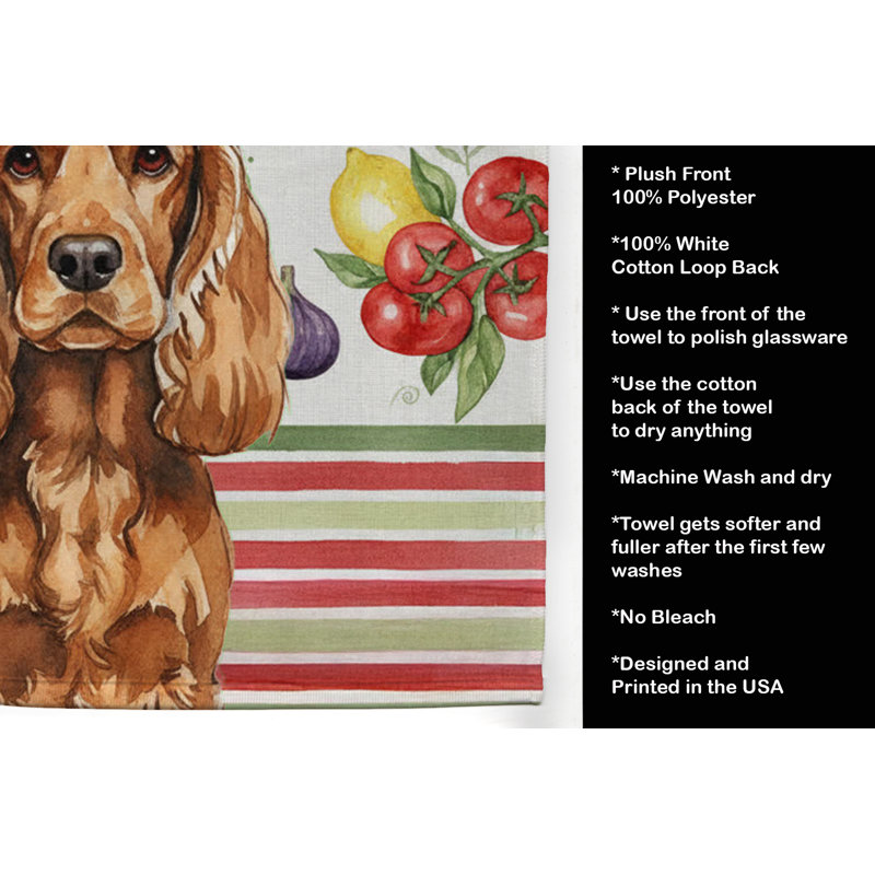 Red English Cocker Spaniel Vegetables Kitchen Towel, Red English Cocker Spaniel