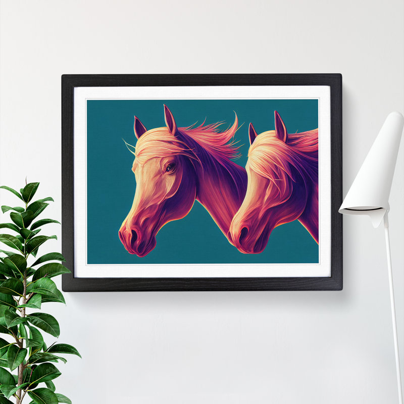 Dashing Horses - Framed Print, Black, 46cm H x 64cm W x 2cm D