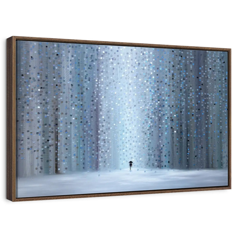 Rainy Stroll, Floating Frame Walnut, 31" X 21"