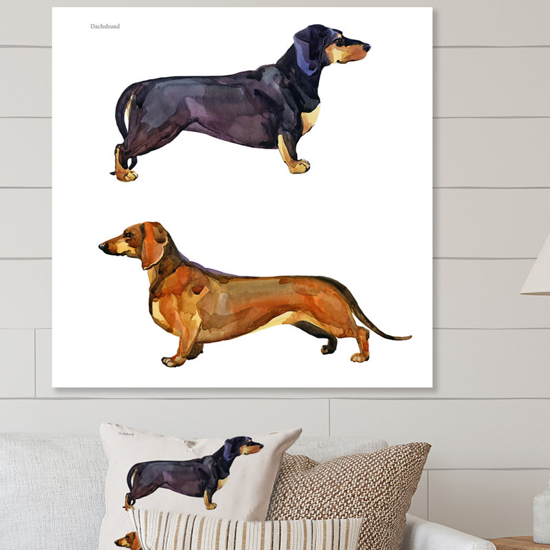 Décoration de teckel avec chien teckel, 36" H x 36" W x 1.5" D, Toile tendue