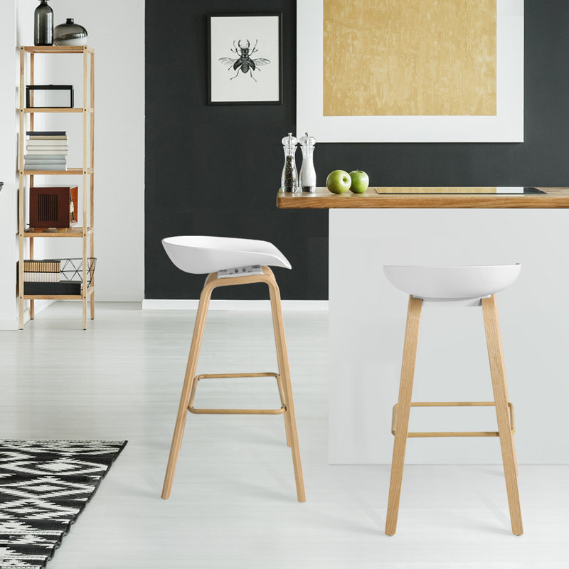 Tabouret 28,7 ", Blanc/chêne