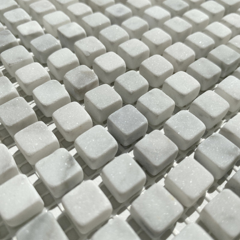 12" x 12" Marble Mosaic Sheet Wall & Floor Tile, Light Gray
