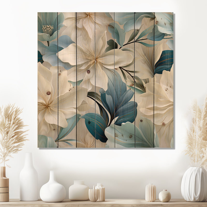 Griffithville - art mural floral sur bois de pin naturel, H 36 po x l 36 po