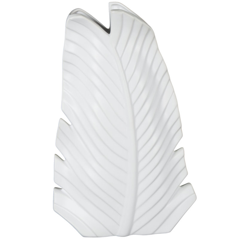 Vase décoratif Cole and Grey, Blanc, H 15,15 po x l 9,6 po x P 3,75 po