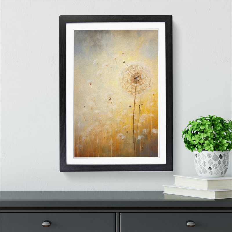 Dandelion Contemporary No.2 - Single Picture Frame Print on Wood, 46" H x 34" W x 2" D, Black