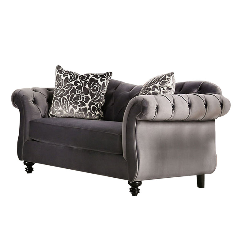 Causeuse rembourrée 68 po Flyte, Velours gris velours
