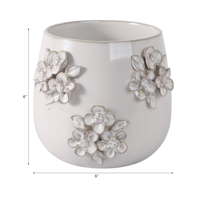 Decorative Flower Bunches Planter For Indoor And Outdoor Spaces - Stylish Flower Pot For Patio, Living Room And Home Decor Accent - Ivory