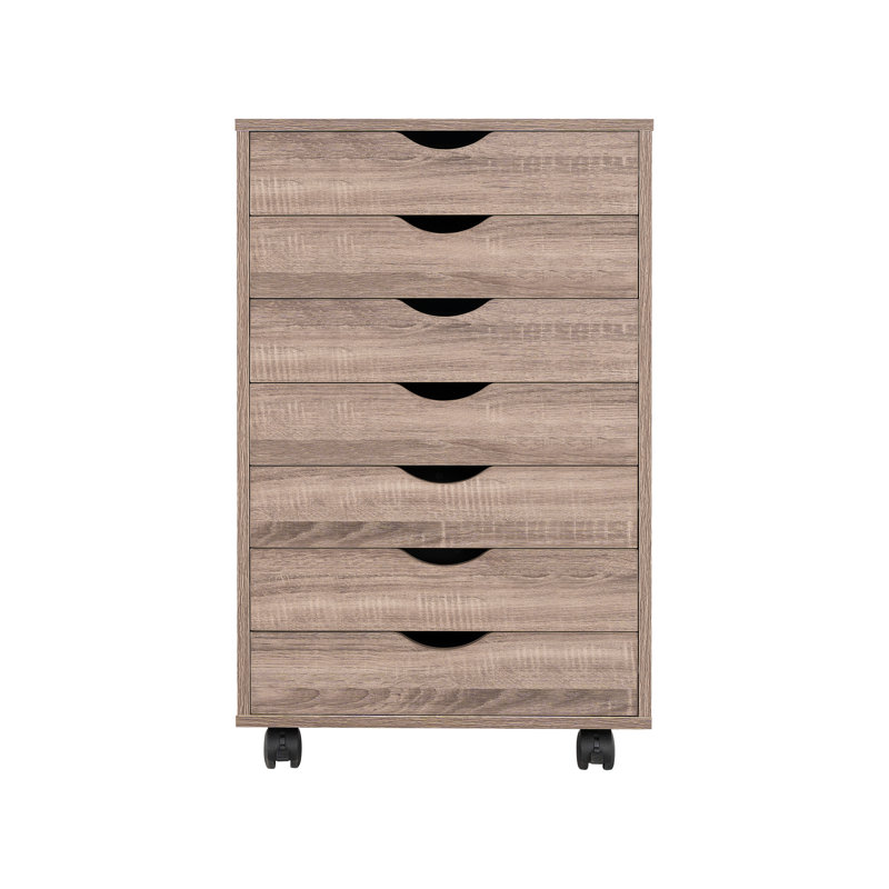 Garysburg 7-Drawer Office Storage File Cabinet on Wheels, Desk Filing Drawer Unit